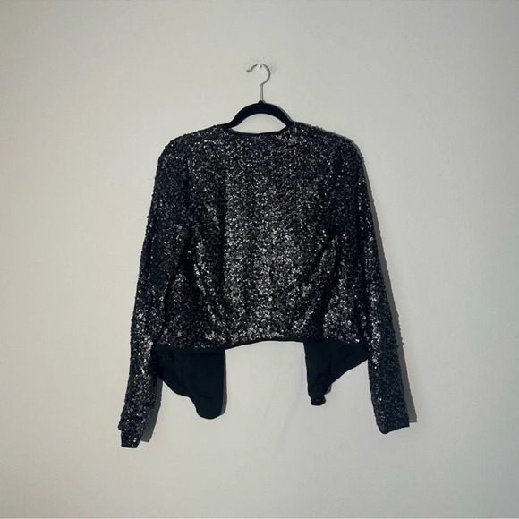 Abercrombie & Fitch black/silver sequin jacket size s - Picture 5 of 11